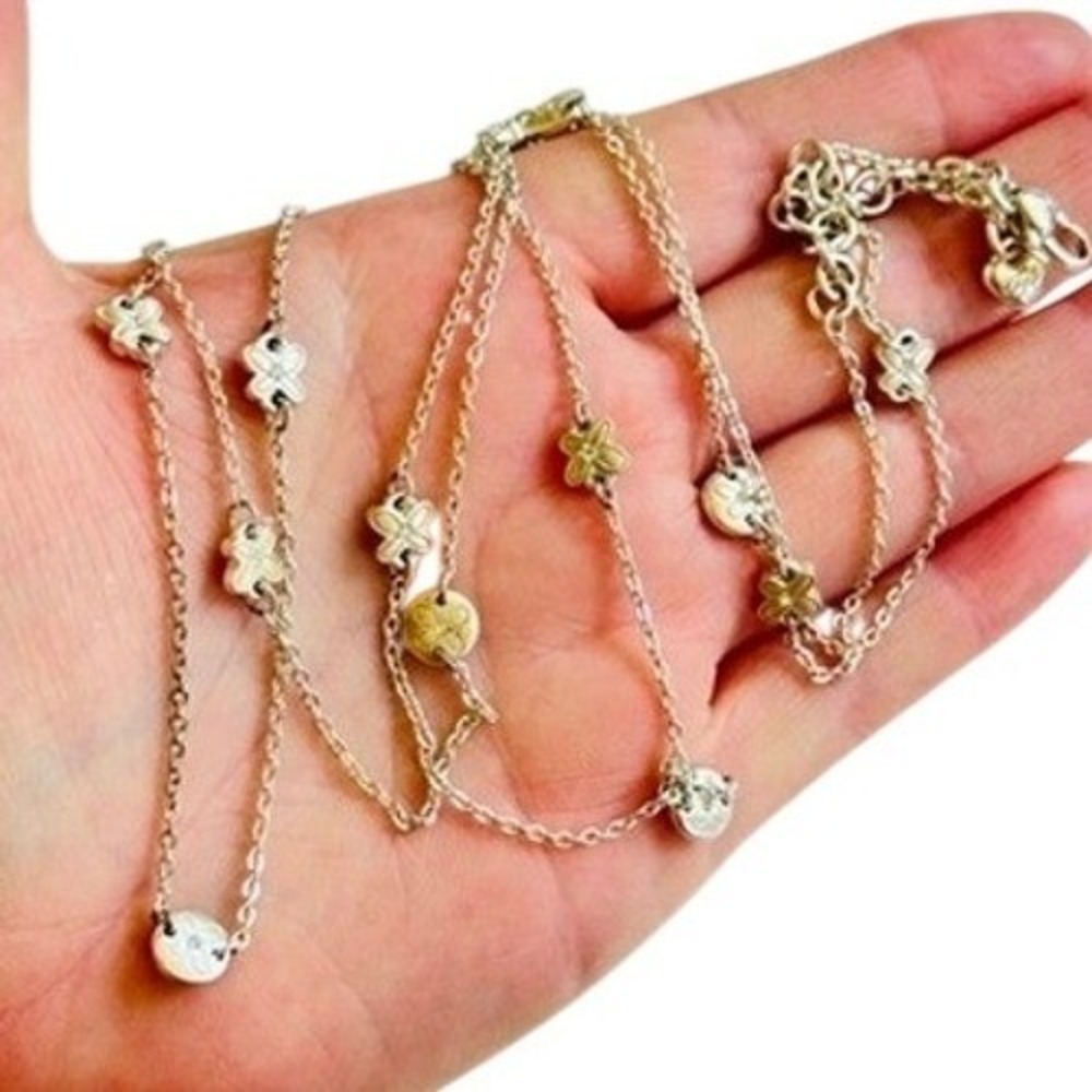Brighton Necklace‎ Silver Plated chain Swarovski Crystal floral designer 40"L
